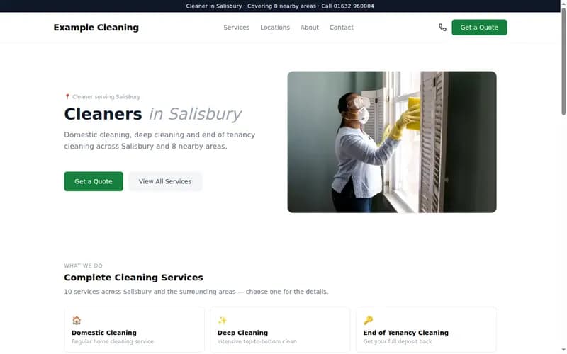 Example Cleaning example site on a computer