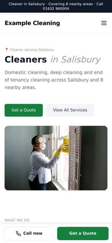 Example Cleaning example site on a phone