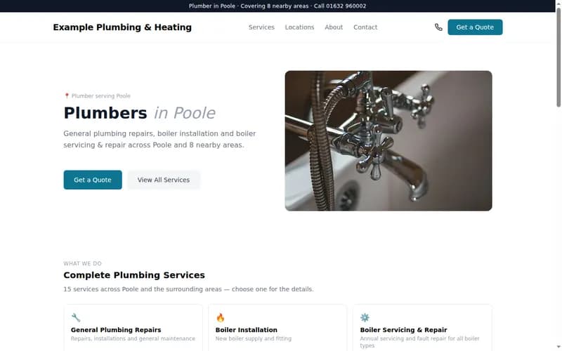 Example Plumbing & Heating example site on a computer